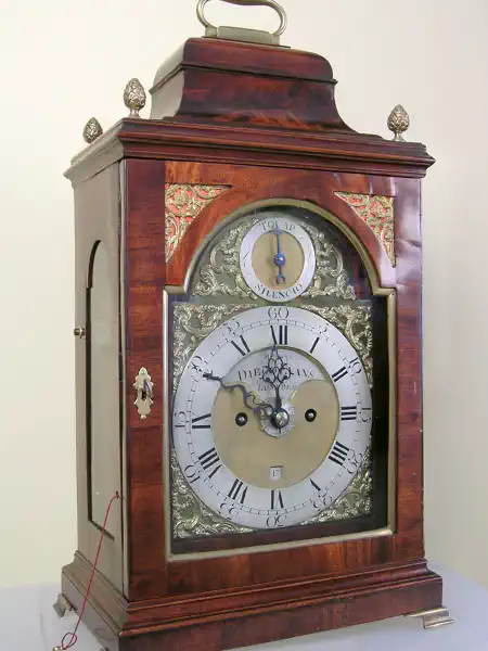 Interesting English mahogany table clock