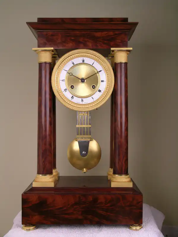 Mahogany-veneered Portico Clock
